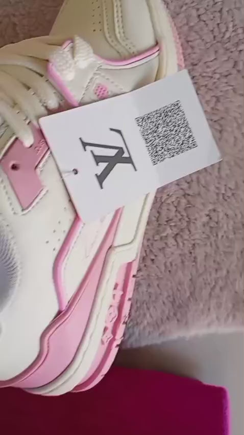 Tênis LV - Rosa com Branco